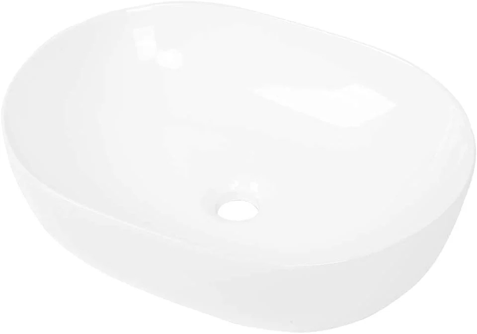 روشویی روکار بیضی سرامیکی ESPRIT KIDS ZGMCGD، مناسب برای استفاده خانگی، لوازم جانبی حمام، سفید، 49 X 35 X 13.5 سانتی متر