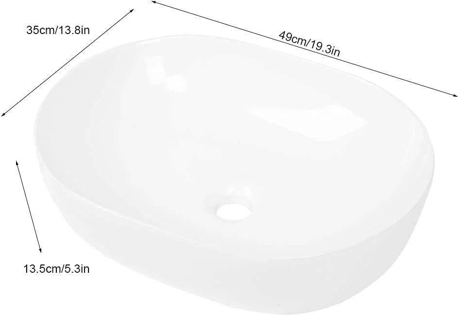 روشویی روکار بیضی سرامیکی ESPRIT KIDS ZGMCGD، مناسب برای استفاده خانگی، لوازم جانبی حمام، سفید، 49 X 35 X 13.5 سانتی متر