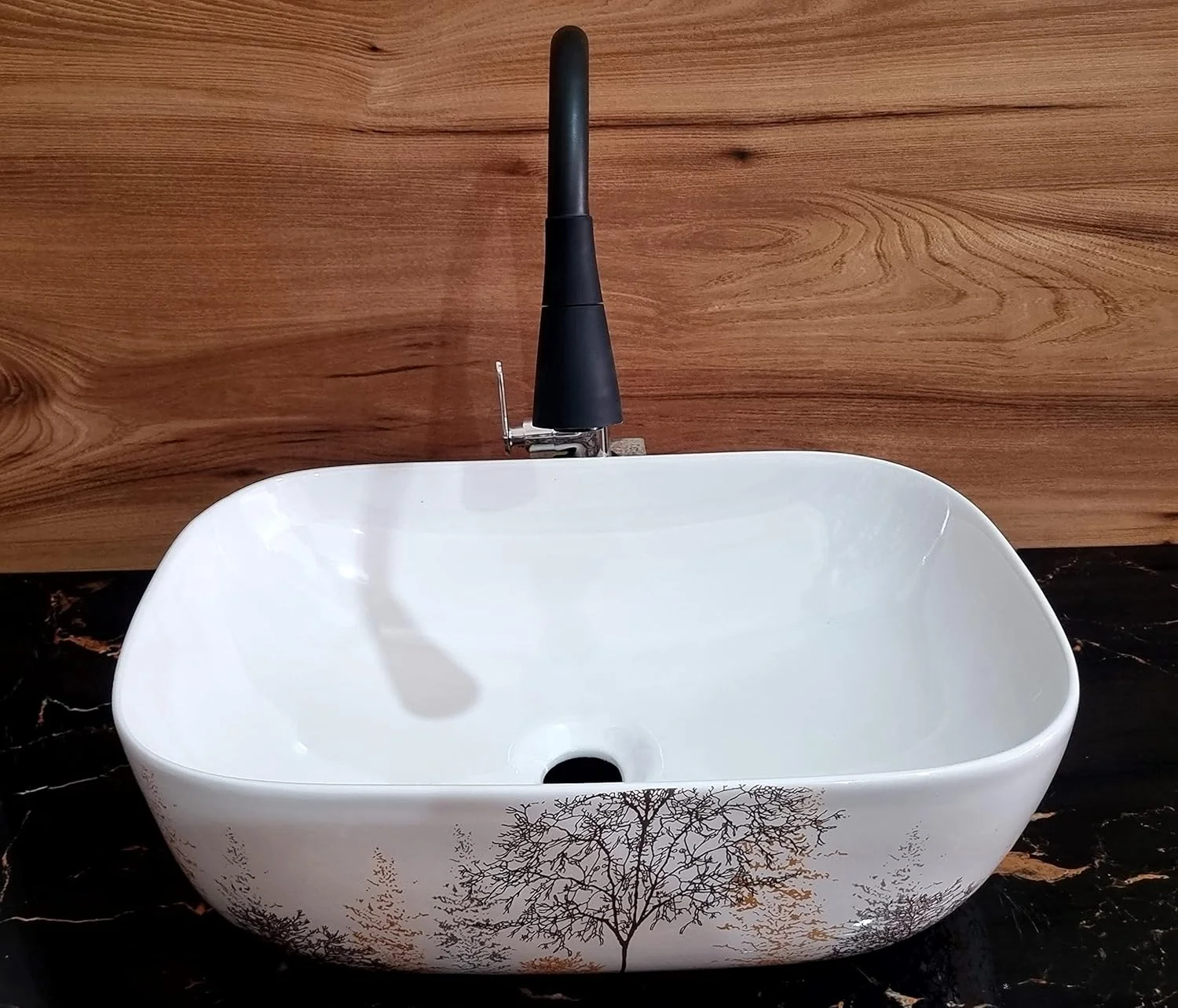 روشویی روکار HISRE مناسب حمام | روشویی روکار مناسب اتاق نشیمن | روشویی کابینتی | سینک سرامیکی روکار آشپزخانه و حمام (45 x 33 x 13 سانتی متر) (سفید - SKT4020)