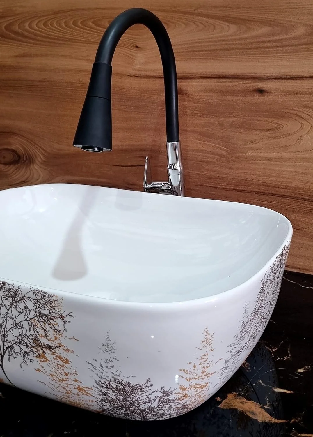 روشویی روکار HISRE مناسب حمام | روشویی روکار مناسب اتاق نشیمن | روشویی کابینتی | سینک سرامیکی روکار آشپزخانه و حمام (45 x 33 x 13 سانتی متر) (سفید - SKT4020)