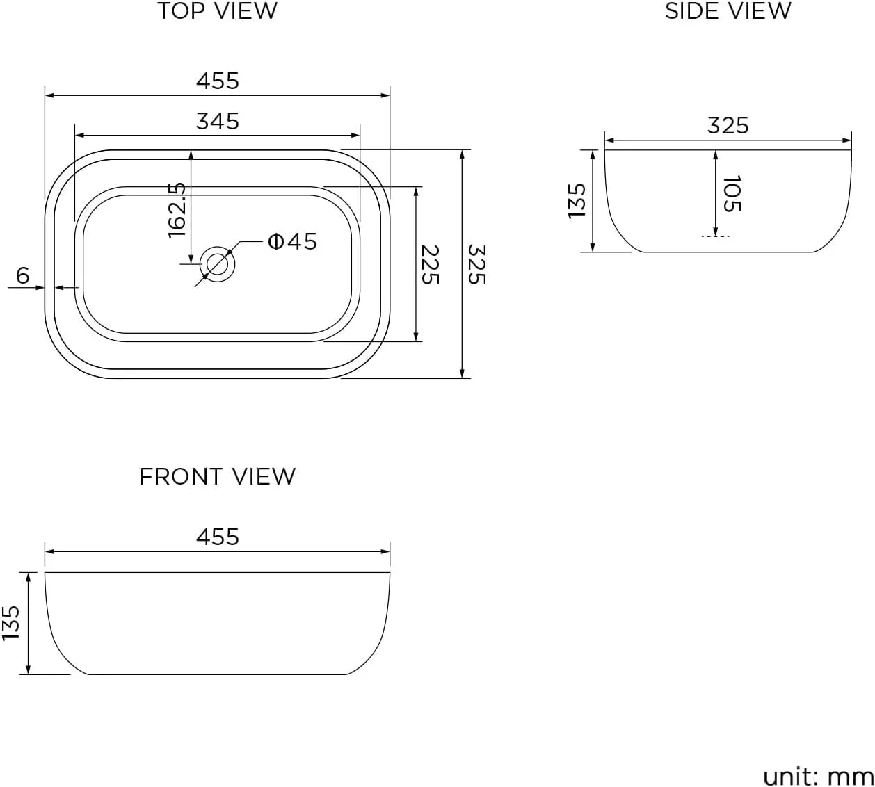 روشویی کاسه ای مدرن خمیده iBathUK، سرامیک سفید براق