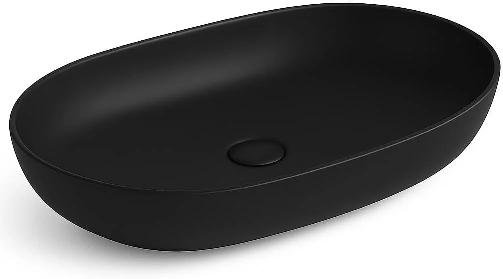 روشویی مشکی مات کُنیگ، مناسب برای نصب روی سطح، ابعاد 600x400x150 میلی‌متر