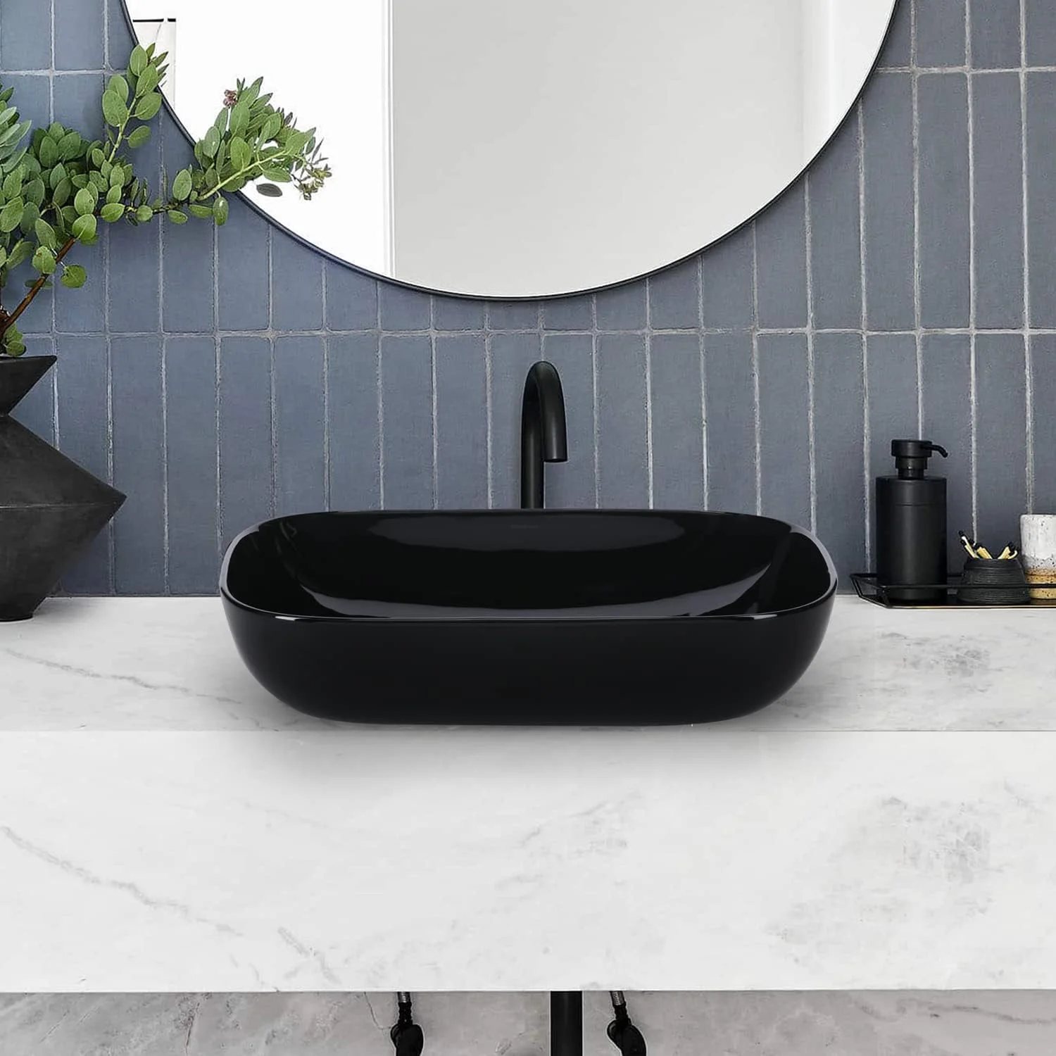 روشویی مشکی رومیزی KrissKross / پرداخت براق / مناسب روشویی کابینتی و رومیزی / رنگ مشکی فوق العاده برای حمام و اتاق نشیمن - Bravo