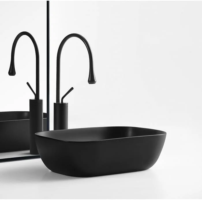 روشویی سرامیکی مشکی مات META مناسب روی کابینت | روشویی رومیزی سرامیکی حمام | روشویی روکار | روشویی برای حمام - 45.72x33.02x13.97 سانتی متر - مشکی مات