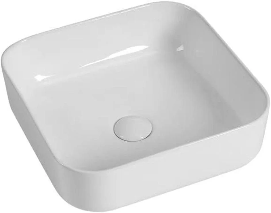 روشویی روکار هنری میلانو - سینک کاسه ای مربعی (39x39x13.5) سانتی متر | روشویی سرامیکی روکار | روشویی مدرن برای حمام - رنگ سفید