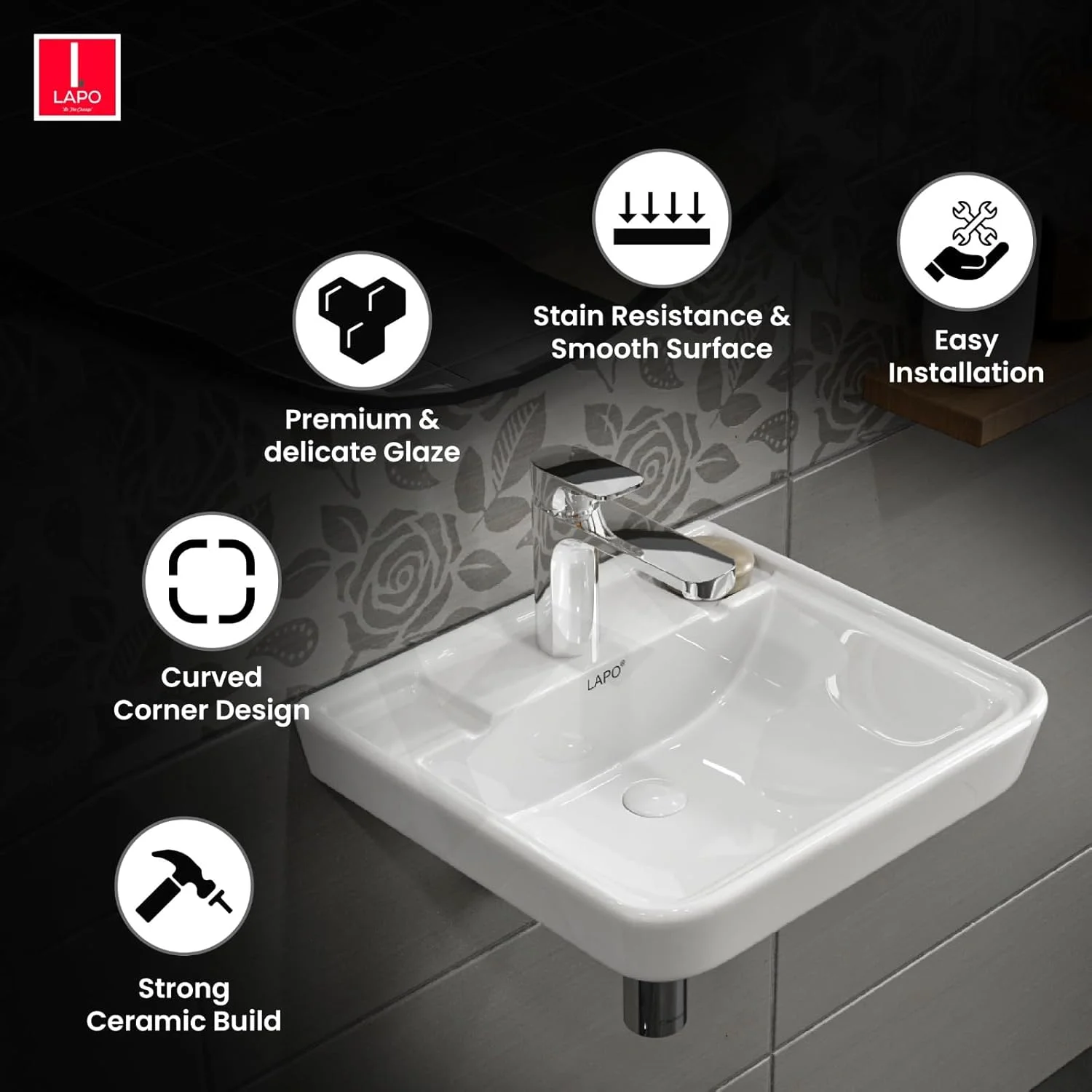 روشویی LAPO برای حمام، روشویی دیواری، روشویی سرامیکی برای حمام، سینک آویز سرامیکی برای حمام (پرداخت سفید) مدل Urban روشویی LAPO برای حمام، روشویی دیواری، روشویی سرامیکی برای حمام، سینک آویز سرامیکی برای حمام (پرداخت سفید) مدل Urban