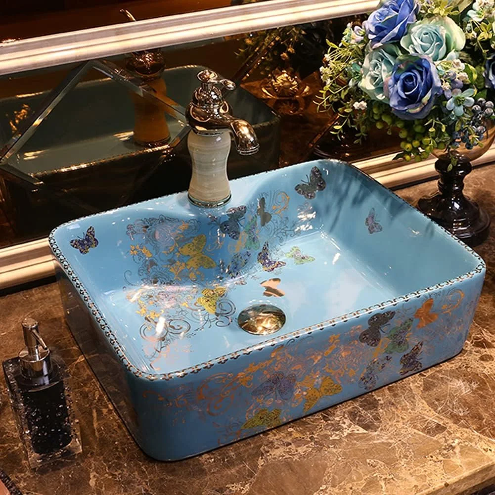 روشویی مستطیلی روکار به سبک اروپایی، روشویی سرامیکی مناسب برای سرویس بهداشتی