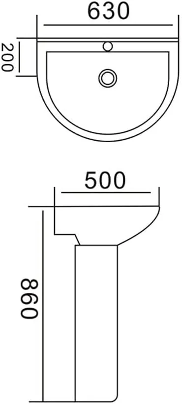 روشویی پایه دار میلانو (63x50x86) سانتی متر - رنگ سفید | روشویی سرامیکی بادوام | کاسه روشویی پایه دار | سینک مدرن برای حمام و سرویس بهداشتی