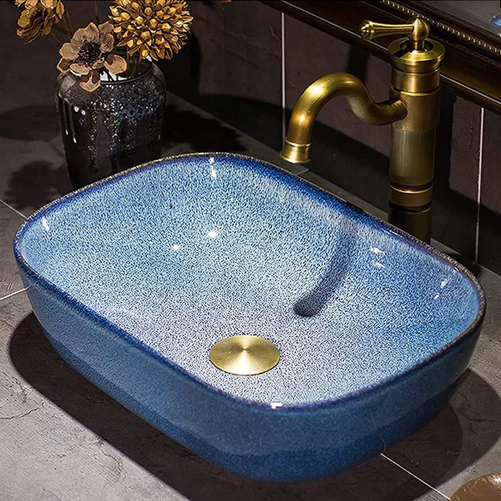 روشویی سرامیکی حمام، سینک روشویی بیضی شکل نقاشی شده دستی به سبک قدیمی، سینک روشویی توالت