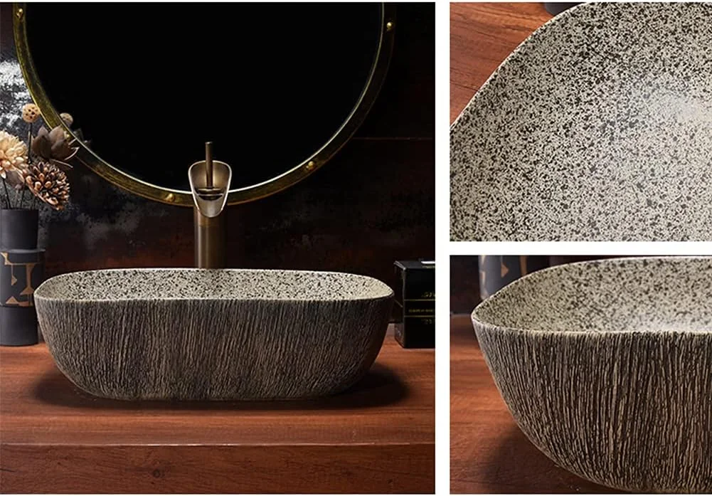 روشویی روکار MNSSRN، سینک حمام کوچک، روشویی رترو، روشویی خانگی، روشویی سرامیکی هنری