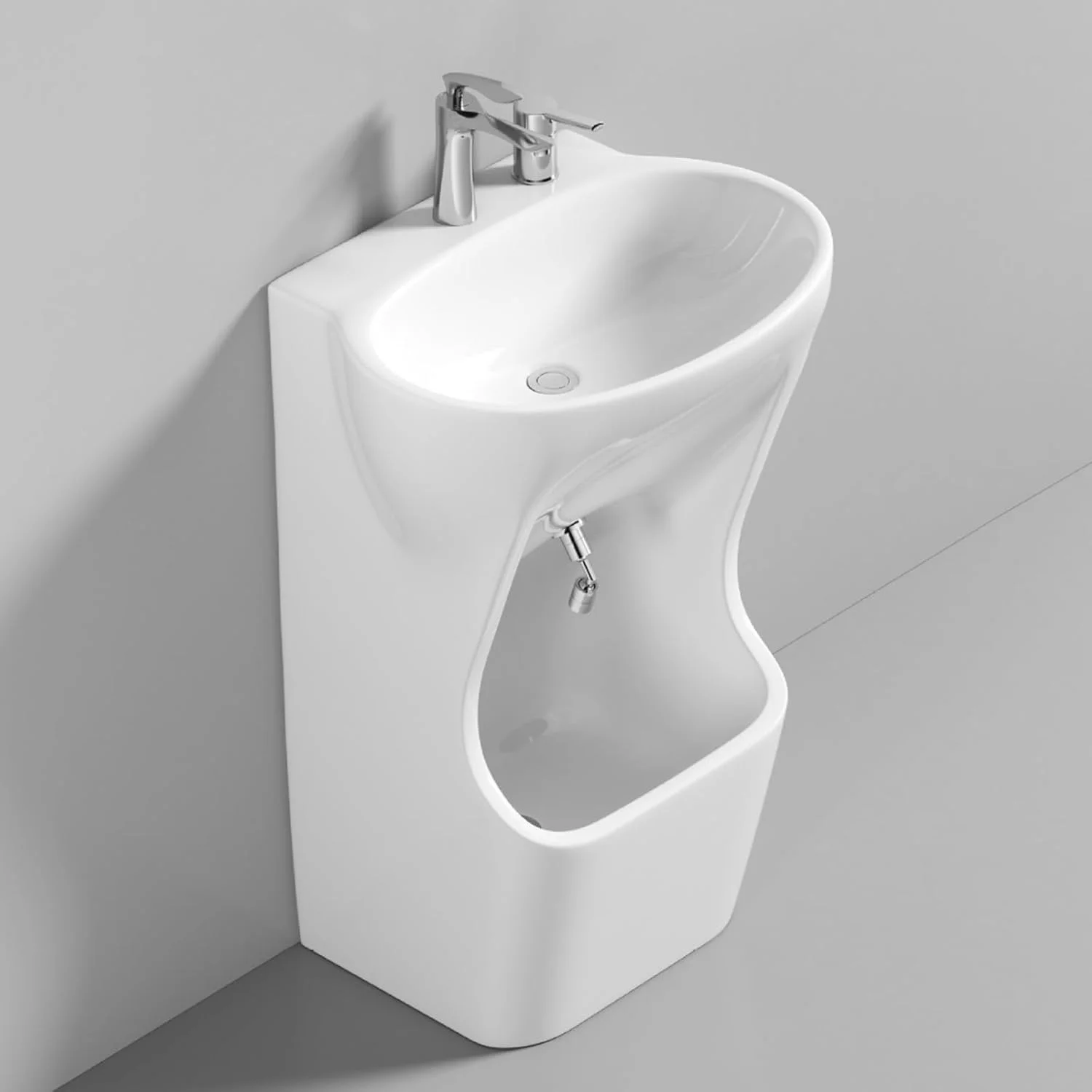 روشویی پایه دار مخصوص شستشوی دست و پا - روشویی وضو برای حمام، ایستگاه شستشوی پای بهداشتی، روشویی سرامیکی برای خانه یا مسجد (سفید)