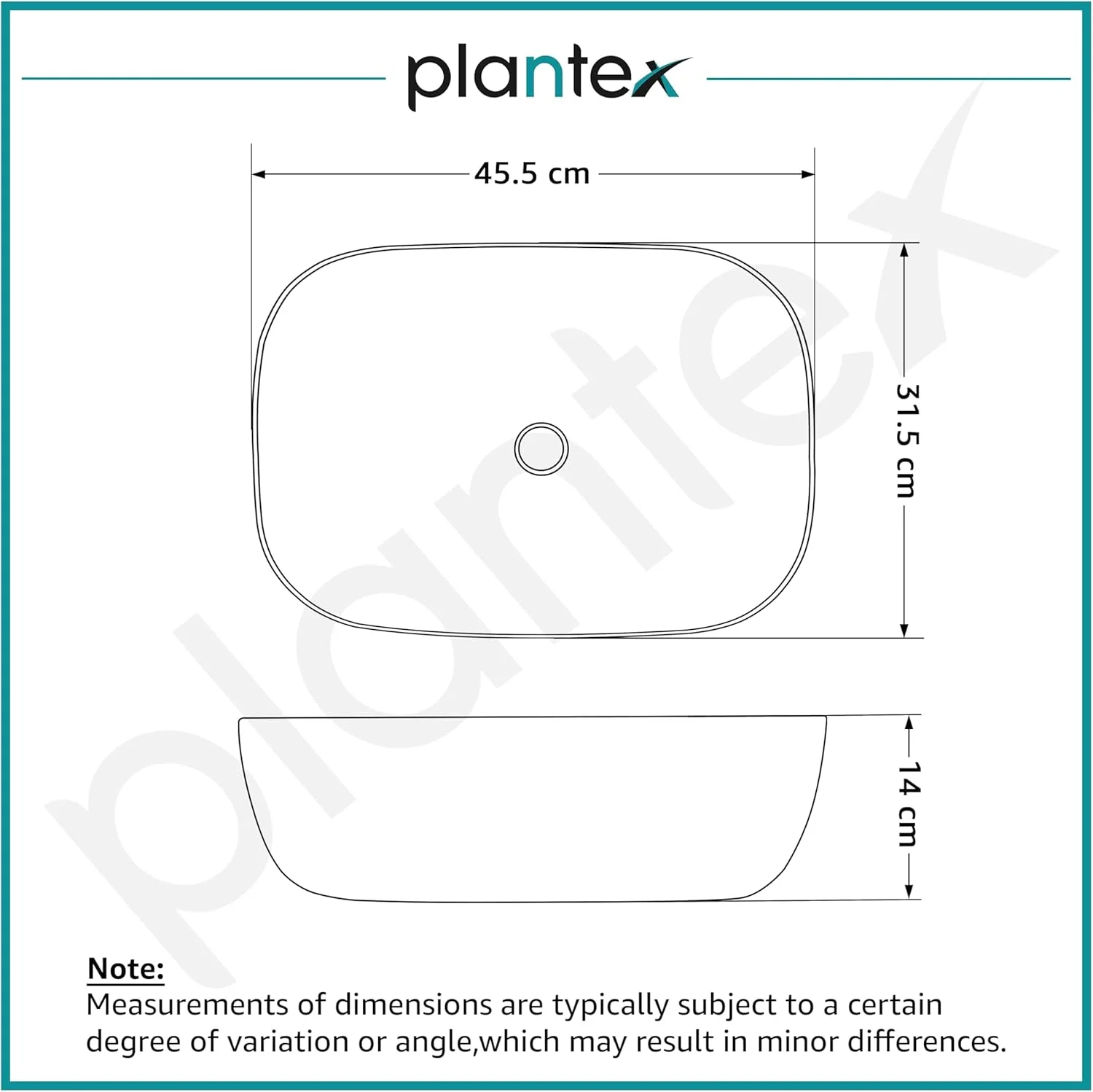 روشویی سرامیکی Plantex برای حمام/روشویی سرامیکی رومیزی/سینک روشویی برای حمام - (ALPHA-NS-107 - طرح مرمر)