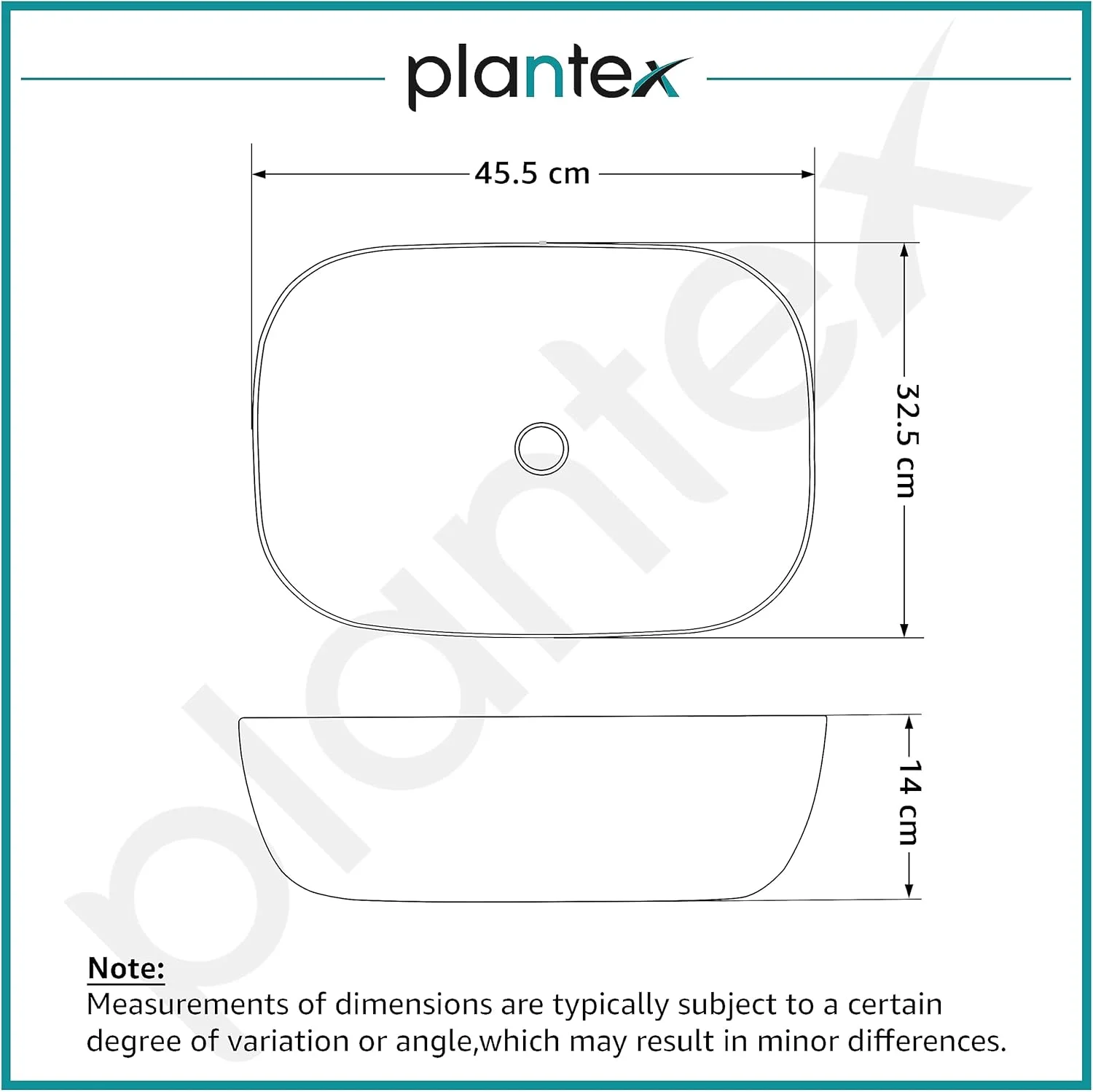 روشویی رومیزی پلنتکس / روشویی سرامیکی / روشویی مرمری با رگه های طوسی / روشویی برای حمام (45.72 x 33.02 x 13.97 سانتی متر)