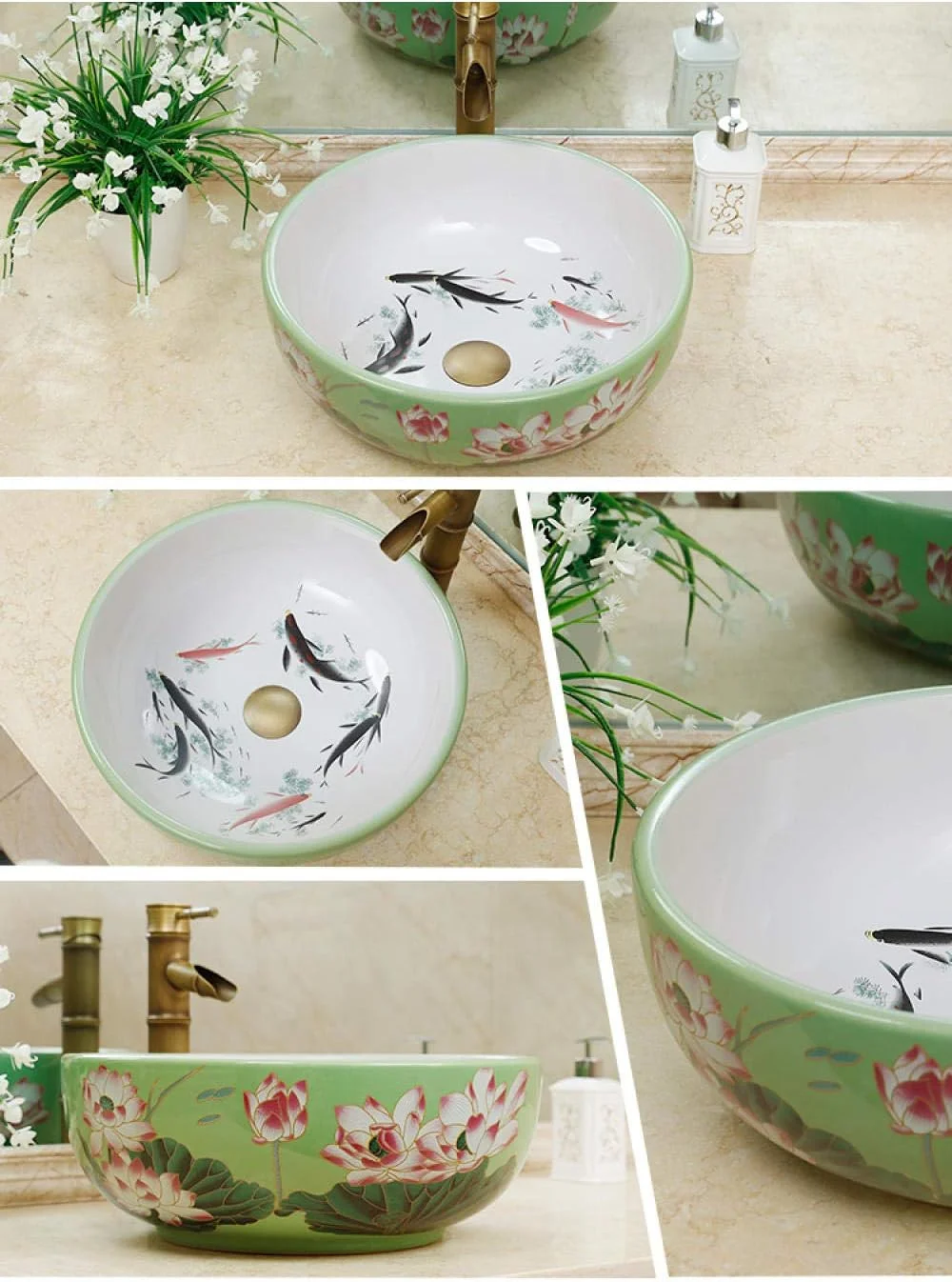 روشویی سرامیکی روکار، سینک روشویی سرامیکی هنری، سینک روشویی سرامیکی، روشویی حمام طرح ماهی