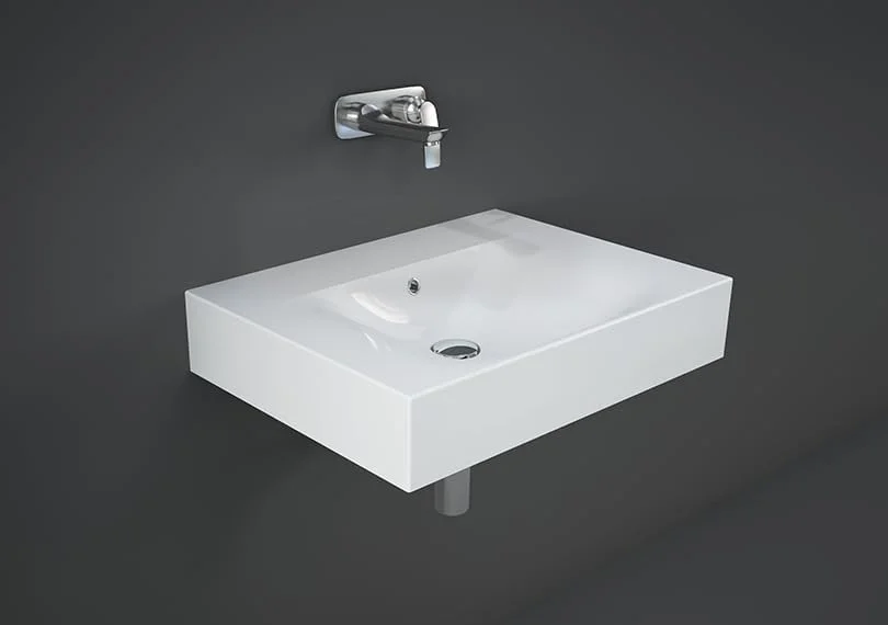 روشویی سرامیک RAK مدل RAK-DES، طول 61 سانتی متر، تک سوراخ، رنگ سفید آلپاین