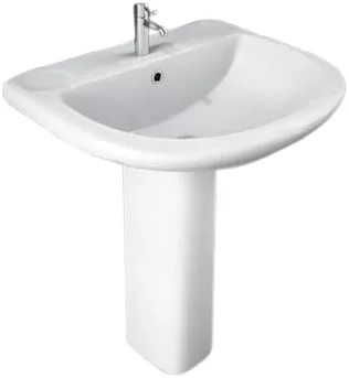 روشویی سرامیک RAK، ۶۵ سانتی متر، تک سوراخ، سفید آلپاین OR01AWHA (فقط روشویی، پایه شامل نمی شود)