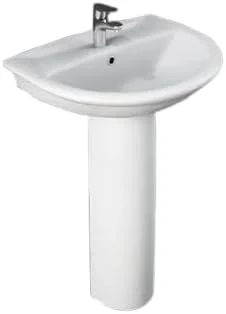 روشویی سرامیک RAK مدل Karla، طول 50 سانتی متر، مناسب برای سرویس بهداشتی، رنگ سفید آلپاین (فقط روشویی - پایه شامل نمی شود)