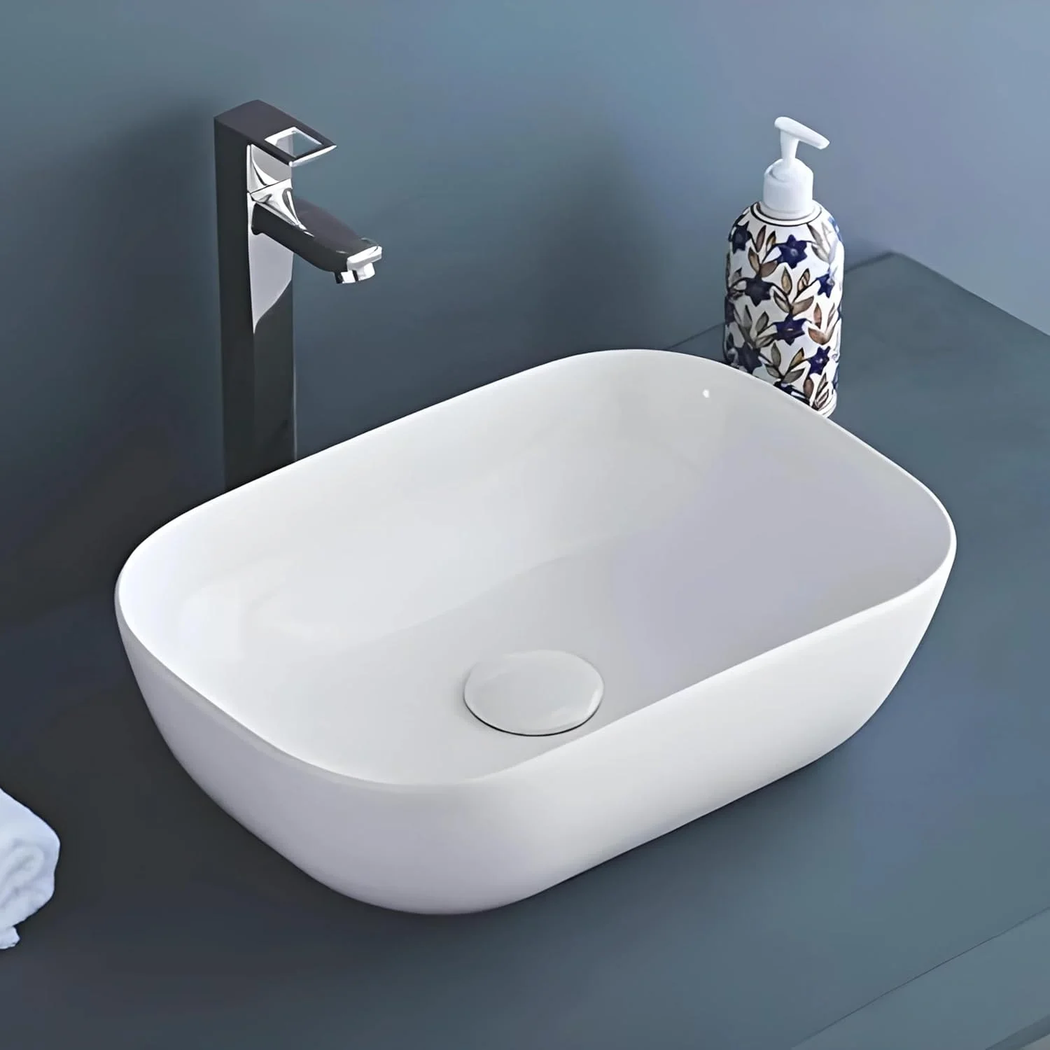 روشویی رومیزی رِموشن | سینک سرامیکی روکار | روشویی برای حمام (45.72 x 33.02 x 13.97 سانتی متر) (سفید براق)