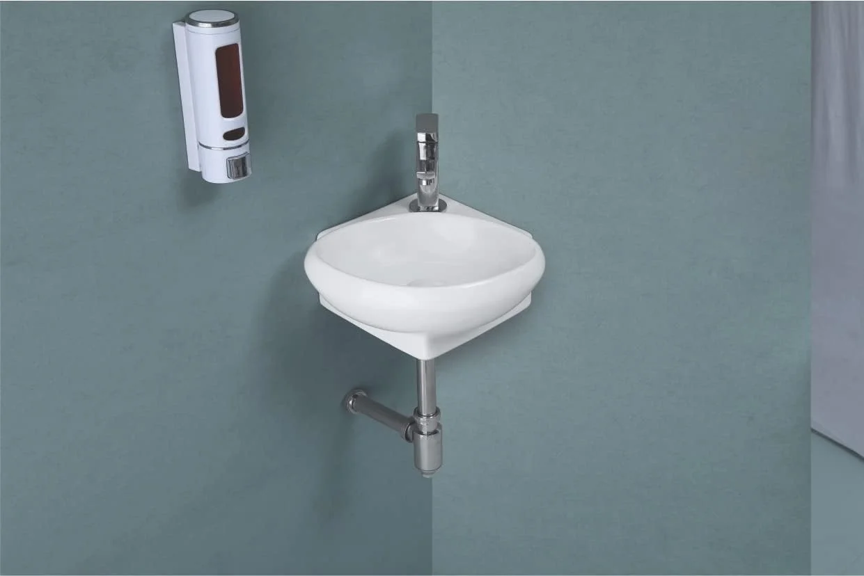 روشویی سرامیکی گوشه ای دیواری مناسب حمام، آشپزخانه، راهرو، پذیرایی - سینک روشویی دستی ژولیت، سفید براق و شیک