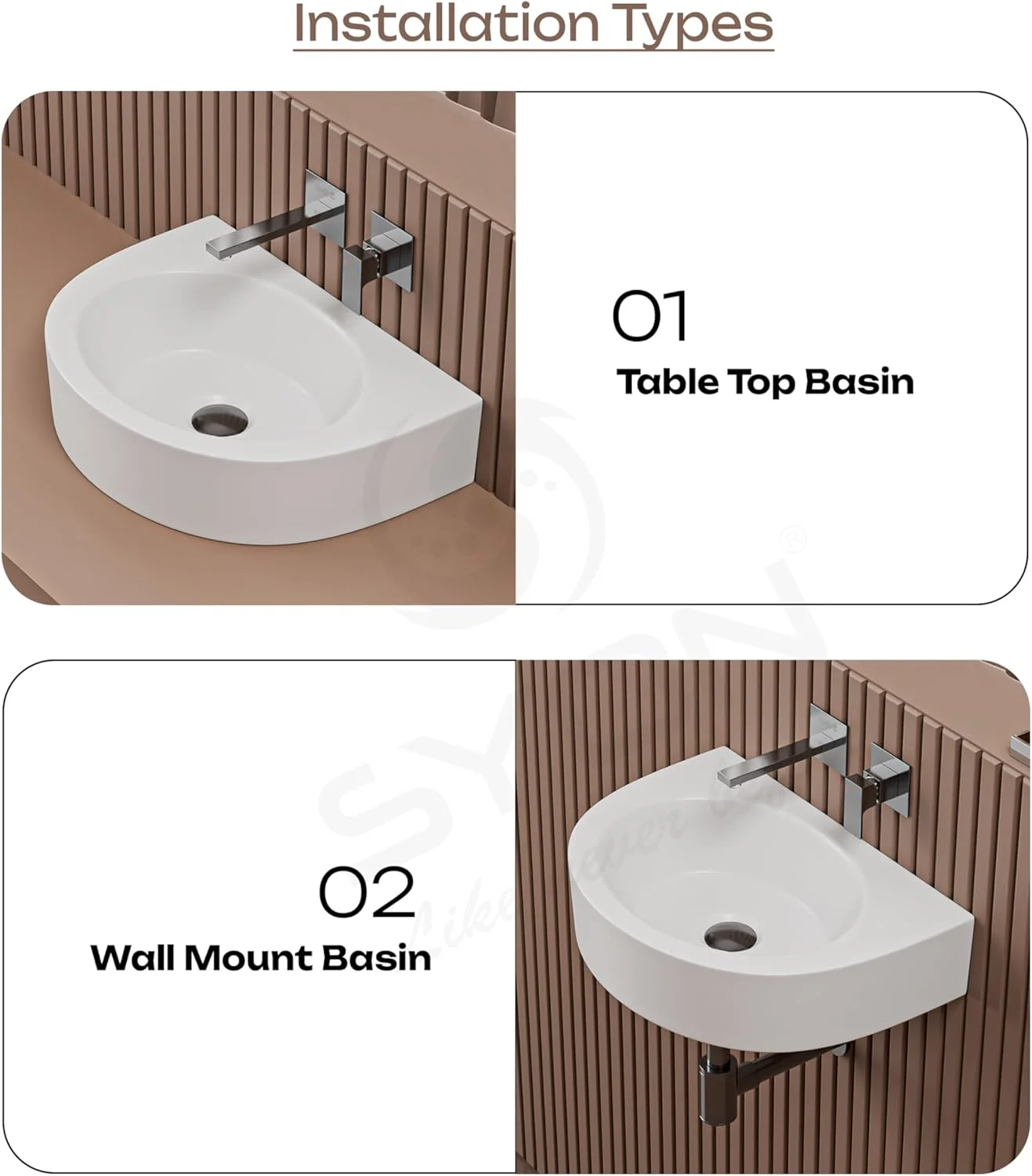 روشویی سرامیکی رومیزی و دیواری سیون REX پریمیوم (35.5 در 22.8 سانتی متر)