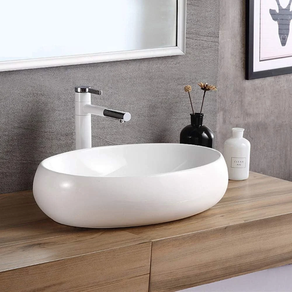 روشویی رومیزی رِموشن | سینک سرامیکی بیضی شکل مناسب حمام | روشویی سرامیکی (سفید براق) روشویی رومیزی رِموشن | سینک سرامیکی بیضی شکل مناسب حمام | روشویی سرامیکی (سفید براق)