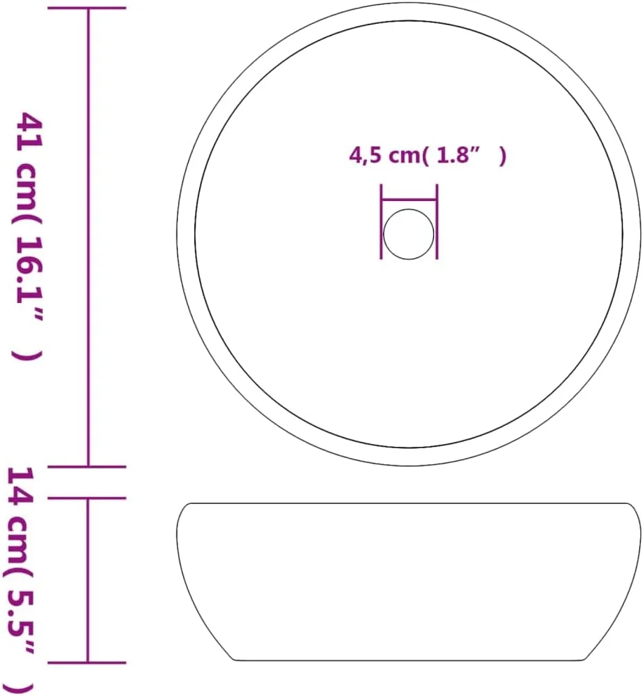روشویی روکار vidaXL، سینک گرد طرح دار، روشویی دست ساز برای حمام، روشویی دستی، سینک، مشکی خاکستری، قطر 41 x 14 سانتی متر، سرامیکی