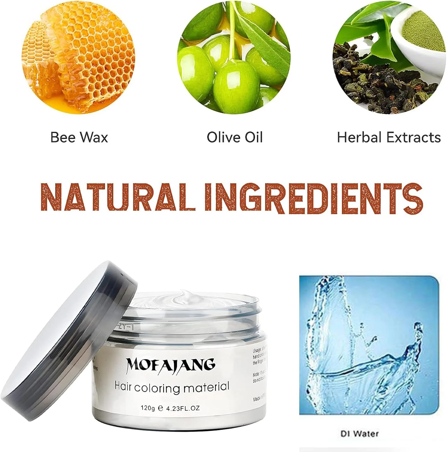 واکس موقت مو، پمادهای رنگی مد روز برای مو، کرم ژل حالت دهنده قوی مو با رنگ موی طبیعی یکبار مصرف، کرم گِل فوری برای مدل مو برای مهمانی، Cosplay، Masquerade و غیره (سفید)