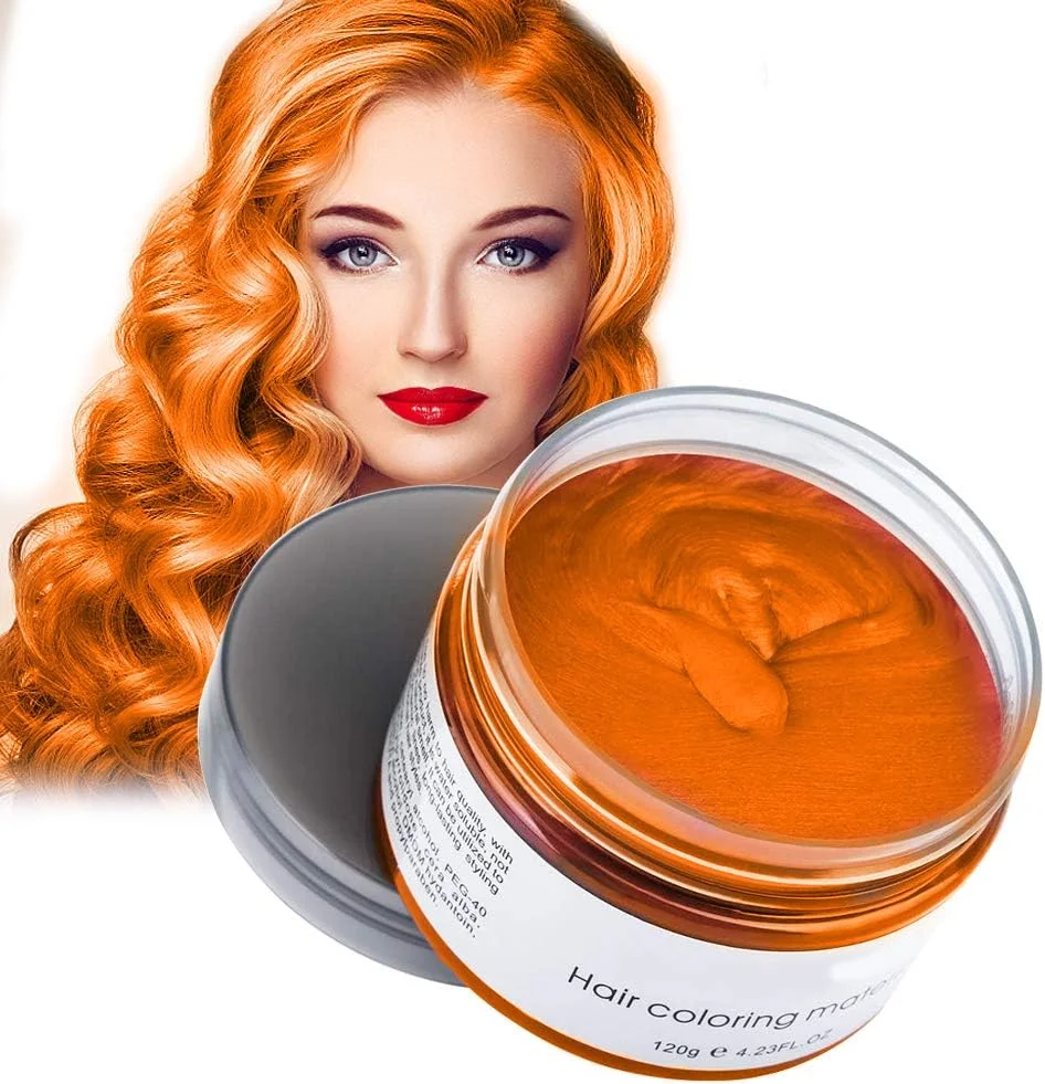واکس موی موقت، پمادهای رنگی مد روز مو، کرم ژل حالت دهنده قوی مو با رنگ موی طبیعی یکبار مصرف، کرم رنگ موی فوری برای مهمانی، Cosplay، Masquerade و غیره (نارنجی)