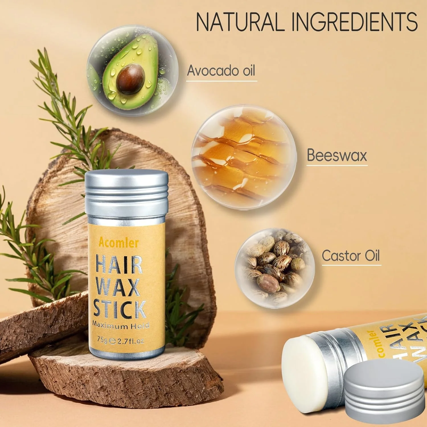 استیک واکس مو آکوملر، بسته 2 عددی: استیک حالت دهنده غیر چرب برای کنترل موهای وز و پرزهای مو