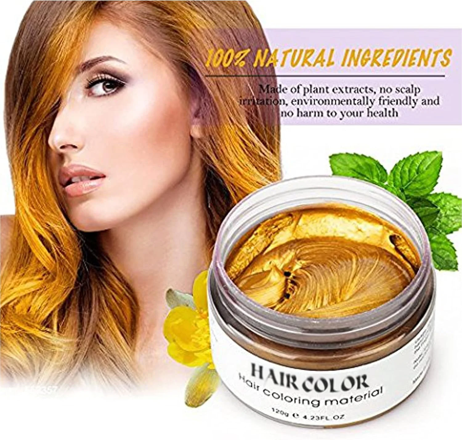 رنگ موی موقت طلایی آکوس، اسپری موی کودکان، رنگ موی طبیعی یکبار مصرف، کرم ژل حالت دهنده قوی مو، کرم رنگ موی فوری برای مهمانی، ایفای نقش، جشن بالماسکه و غیره (طلایی)