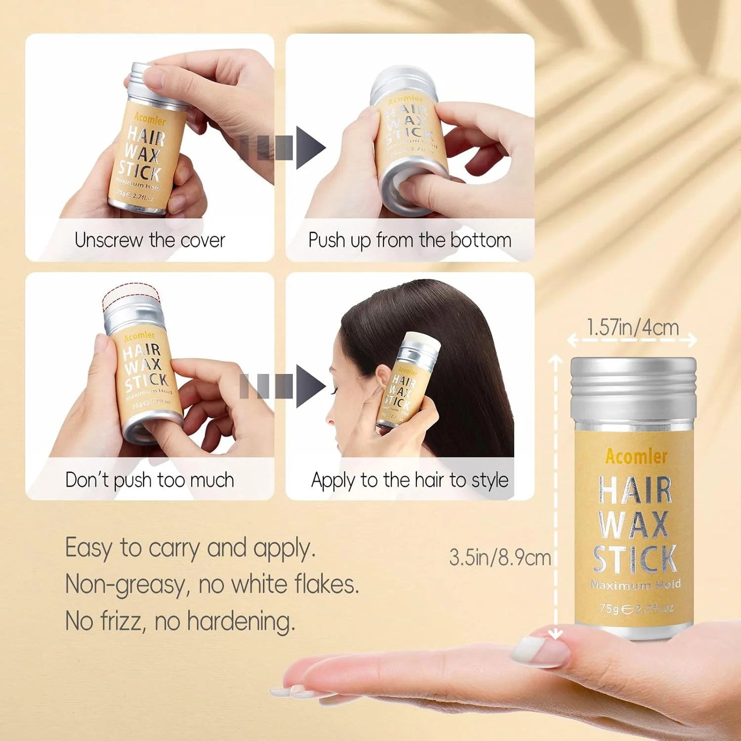 استیک واکس مو آکوملر، بسته 2 عددی: استیک حالت دهنده غیر چرب برای کنترل موهای وز و پرزهای مو