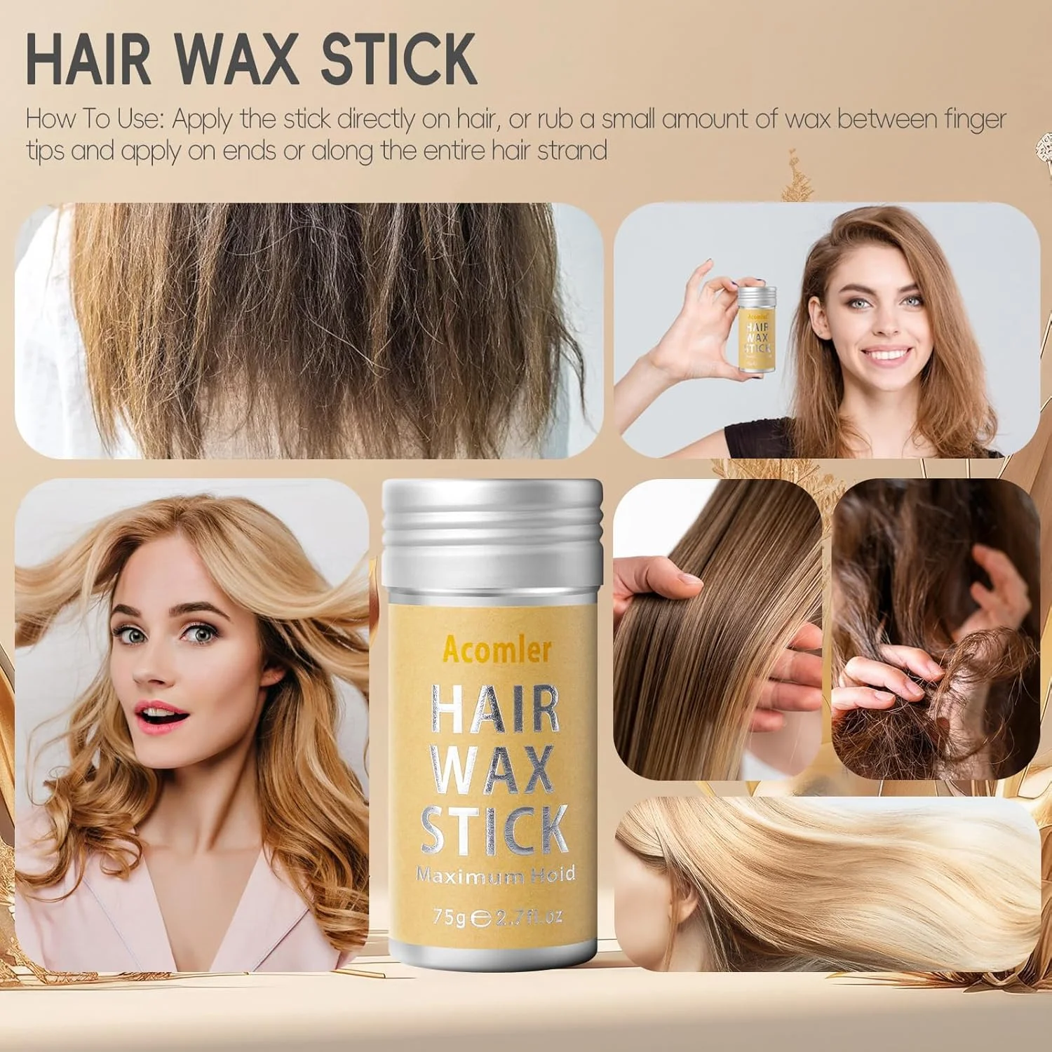 استیک واکس مو آکوملر، بسته 2 عددی: استیک حالت دهنده غیر چرب برای کنترل موهای وز و پرزهای مو