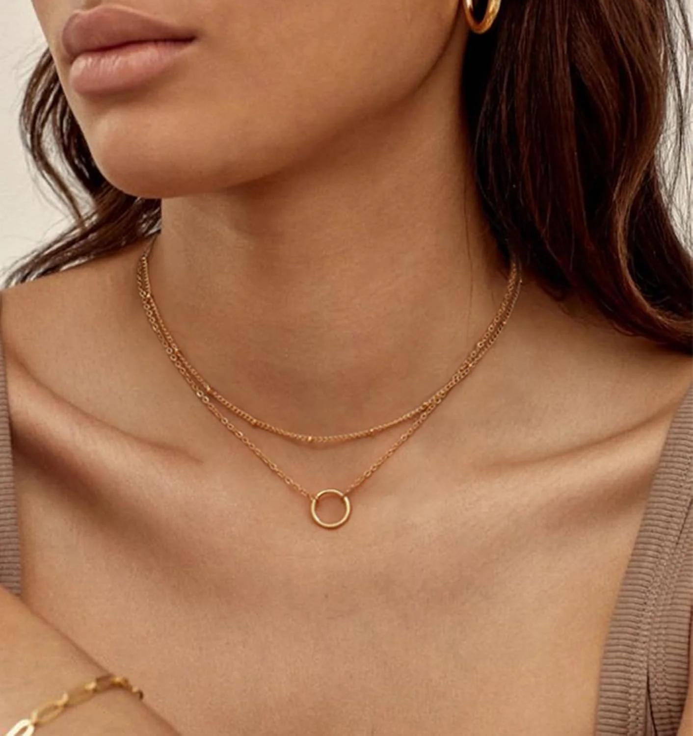 گردنبند لایه ای قلب، آویز دست ساز با روکش طلای 18 عیار، چوکر طلایی ظریف، گردنبند بلند لایه ای برای زنان