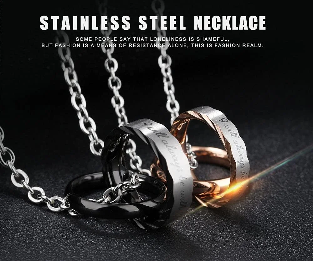 گردنبند ست زوج تیتانیومی با آویز استیل ضد زنگ طرح عشق، هدیه ای برای سالگرد ازدواج