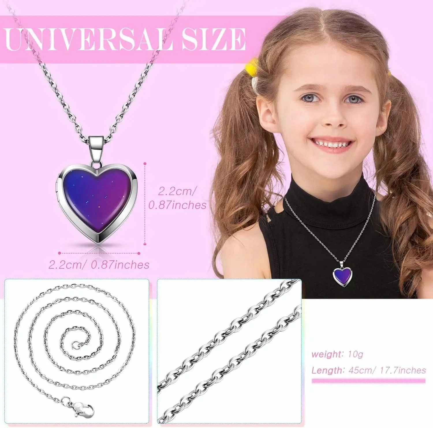 گردنبند تغییر رنگ با حسگر دما طرح پروانه و قلب برای زنان و دختران - 4 عدد