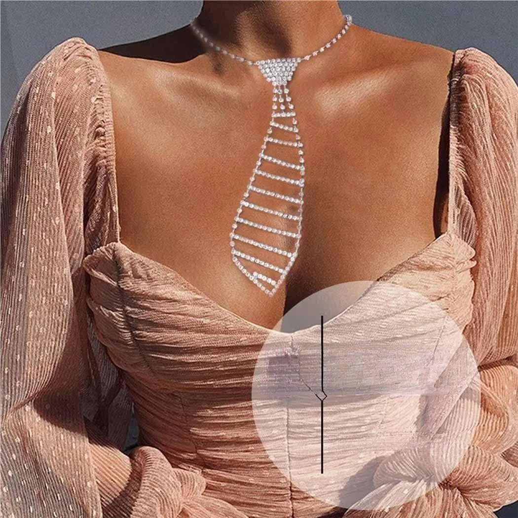 گردنبند نگین‌دار درخشان، چوکر کریستالی گوتیک قابل تنظیم با طراحی زنجیر تنیس، زیورآلات مهمانی عروسی پانک برای زنان و دختران، اکسسوری مد برای جشن (نقره‌ای)