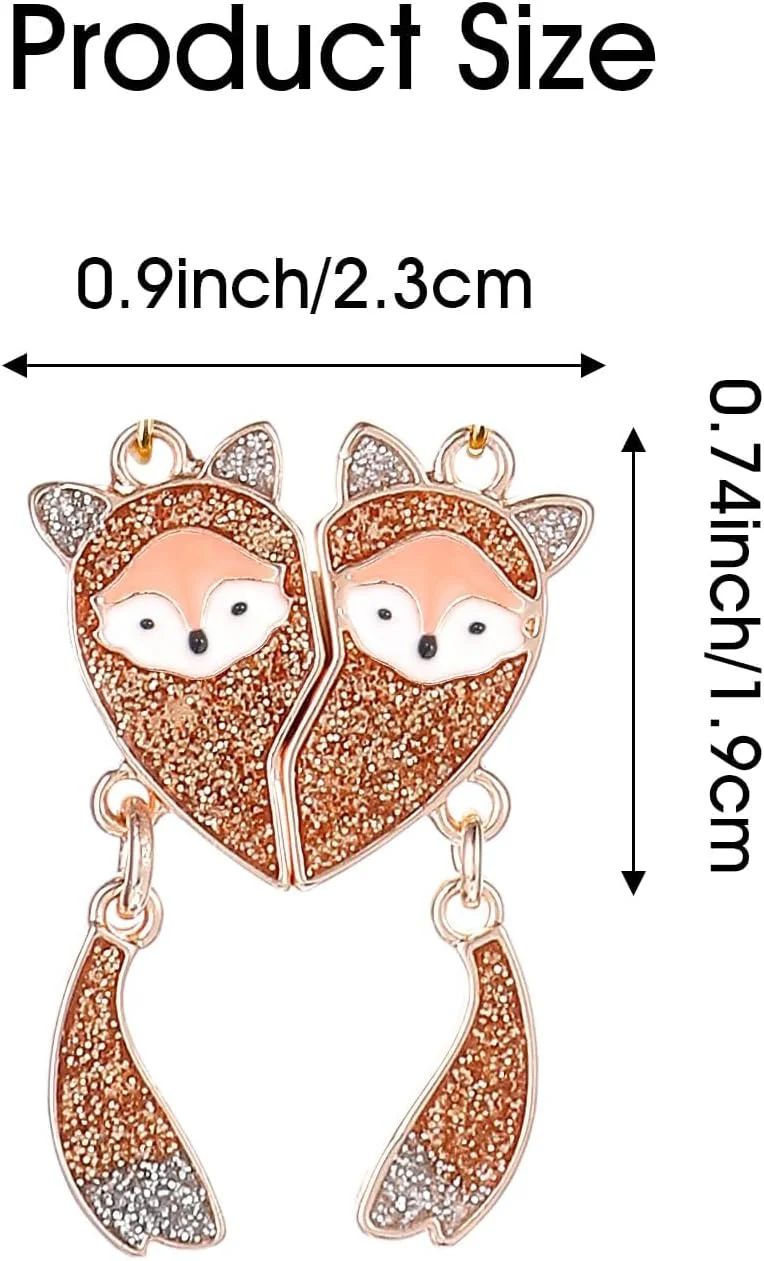 گردنبند دوستی، گردنبند BFF برای 2 دختر، گردنبند روباه کوچک قلب مغناطیسی دوستی، گردنبند قلب مغناطیسی BFF هدیه دوستی برای خواهر و دوستان