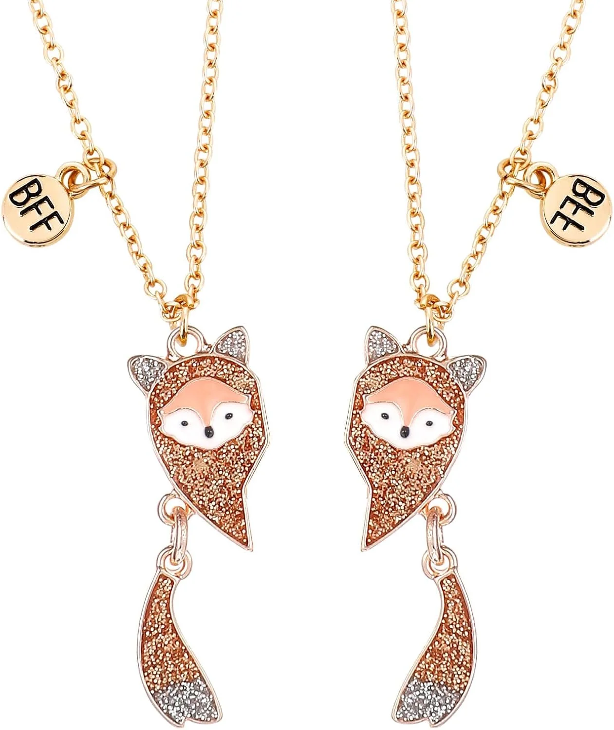 گردنبند دوستی، گردنبند BFF برای 2 دختر، گردنبند روباه کوچک قلب مغناطیسی دوستی، گردنبند قلب مغناطیسی BFF هدیه دوستی برای خواهر و دوستان