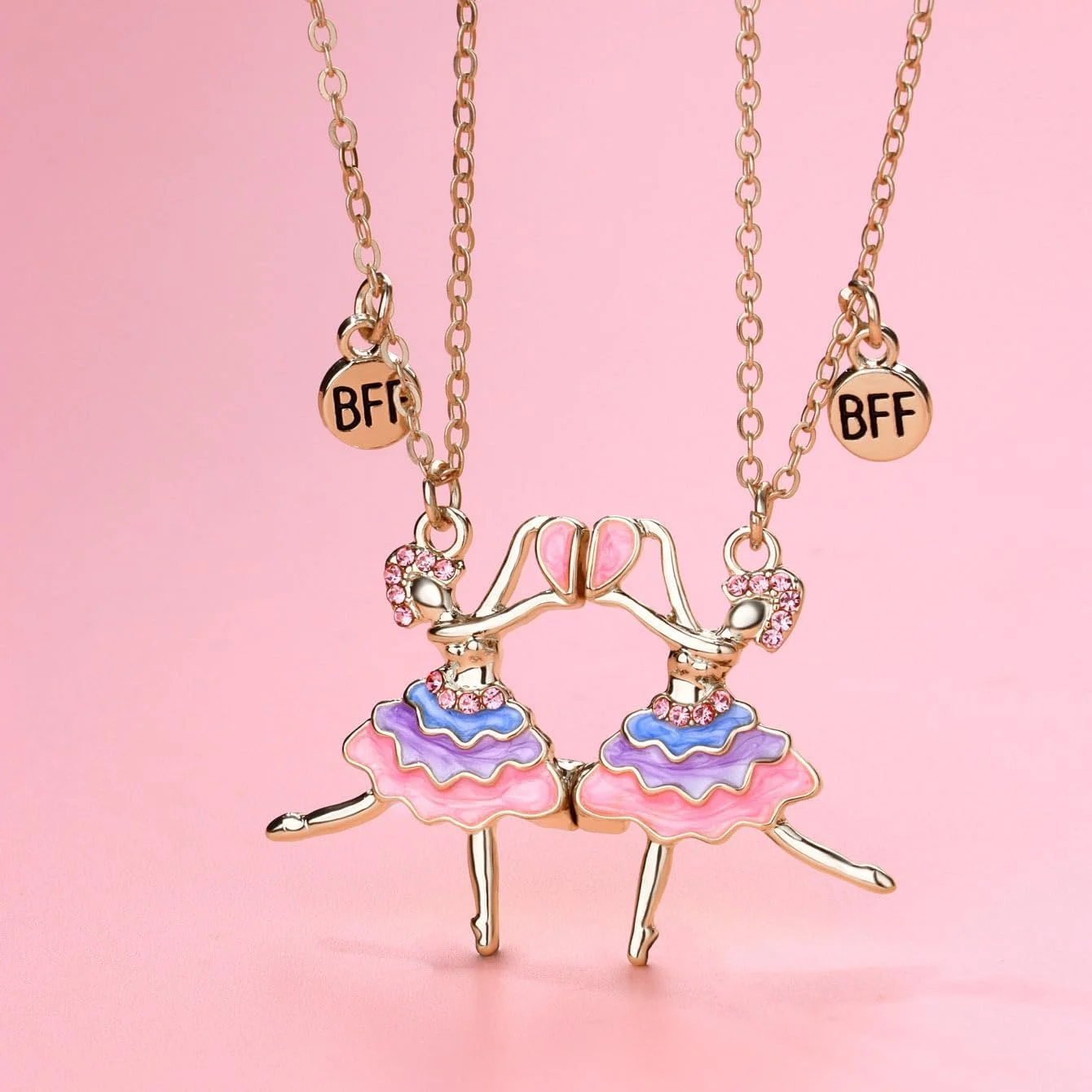 گردنبند BFF، ست گردنبند قلب بالرین، جواهرات دوست صمیمی با میناکاری، آویز رقصنده باله، هدیه دوستی شیرین و همیشگی برای خواهر، دوست، دختر، اجرای رقص، 2 تکه گردنبند BFF، ست گردنبند قلب بالرین، جواهرات دوست صمیمی با میناکاری، آویز رقصنده باله، هدیه دوستی شیرین و همیشگی برای خواهر، دوست، دختر، اجرای رقص، 2 تکه