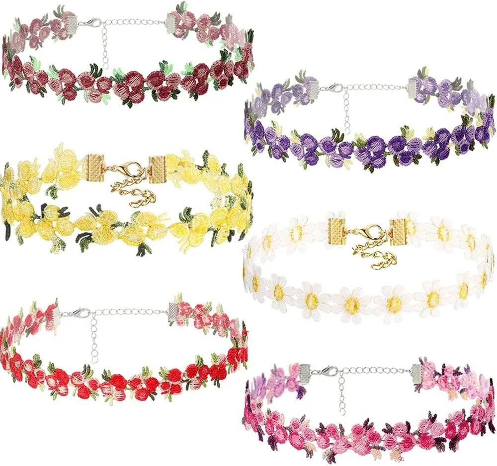 ست گردنبند چوکر 6 عددی TERRIFI، چوکر توری مخملی گوتیک، چوکر کلاسیک، آویزهای گل جواهرات کشسان چند رنگ، مناسب برای زنان، دختران نوجوان و کودکان ست گردنبند چوکر 6 عددی TERRIFI، چوکر توری مخملی گوتیک، چوکر کلاسیک، آویزهای گل جواهرات کشسان چند رنگ، مناسب برای زنان، دختران نوجوان و کودکان