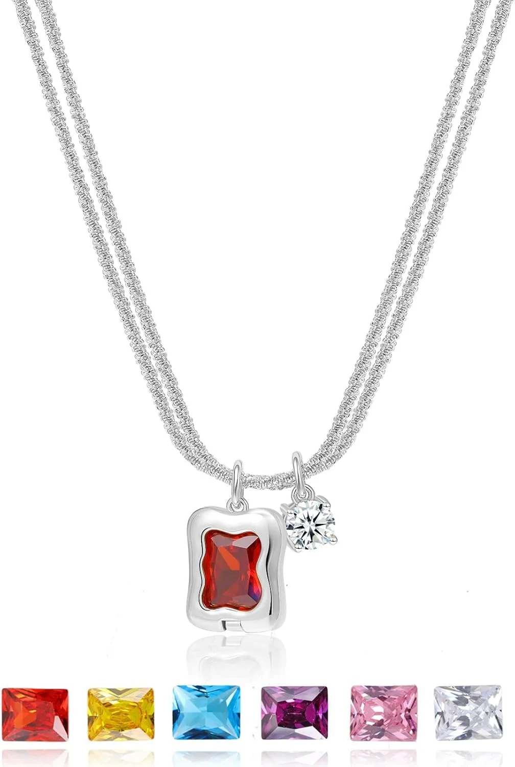 گردنبند آویز قلب با روکش نقره 925 با 6 یا 10 نگین کریستالی قابل تعویض - ست هدیه جواهرات ظریف و قابل تنظیم برای زنان، اکسسوری مد همه کاره گردنبند آویز قلب با روکش نقره 925 با 6 یا 10 نگین کریستالی قابل تعویض - ست هدیه جواهرات ظریف و قابل تنظیم برای زنان، اکسسوری مد همه کاره