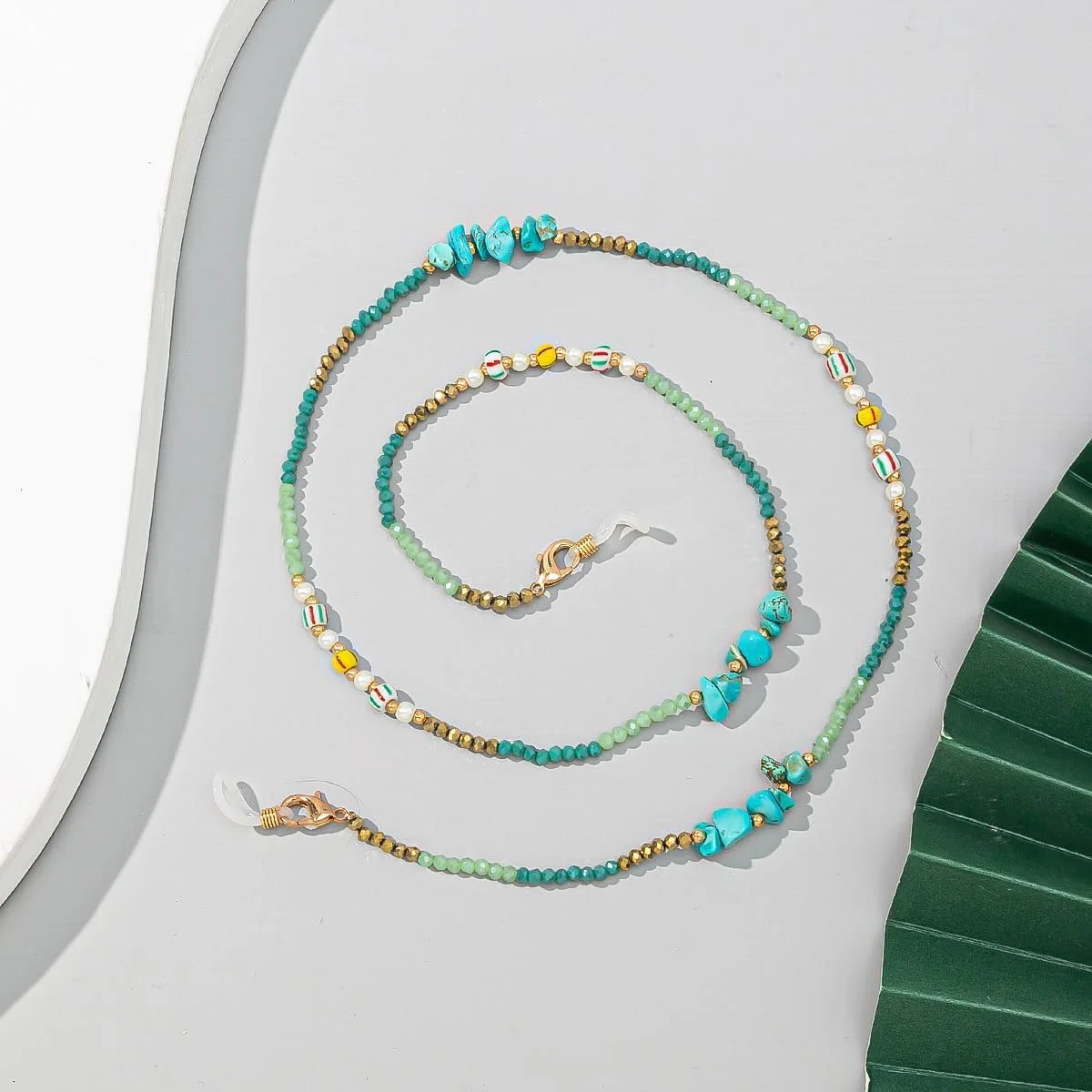 بند عینک زنجیری TERRIFI با گیره های ضد لغزش، بند عینک مهره دار کریستالی برای زنان - گردنبند نگهدارنده عینک شیک، نگهدارنده عینک دور گردن، بند عینک مهره دار برای دختران