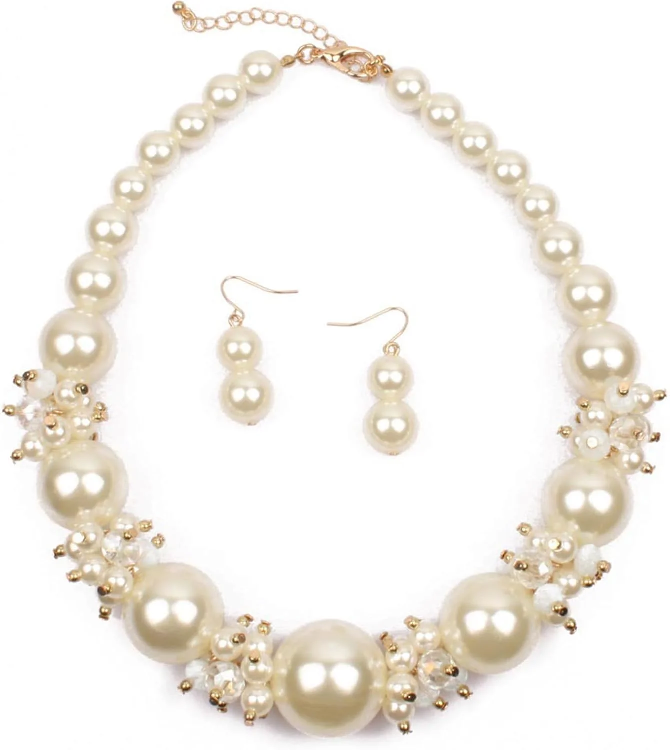 ست گردنبند مروارید و گوشواره آویز، هدیه گردنبند چوکر مروارید زنانه