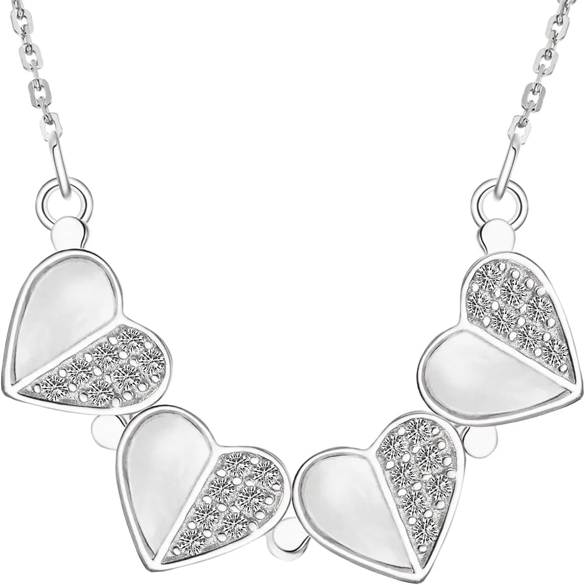 گردنبند نقره استرلینگ شبدر چهار برگ TERRIFI با زیرکونیا مکعبی، گردنبند مغناطیسی قلب نقره 925 برای زنان، آویز جذاب شبدر خوش شانس