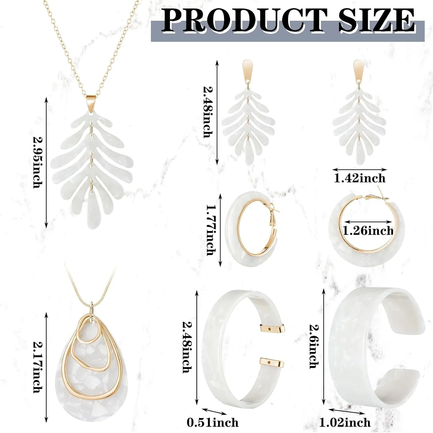 ست جواهرات اکریلیک طرح گلدار با بافت مرمر زنانه