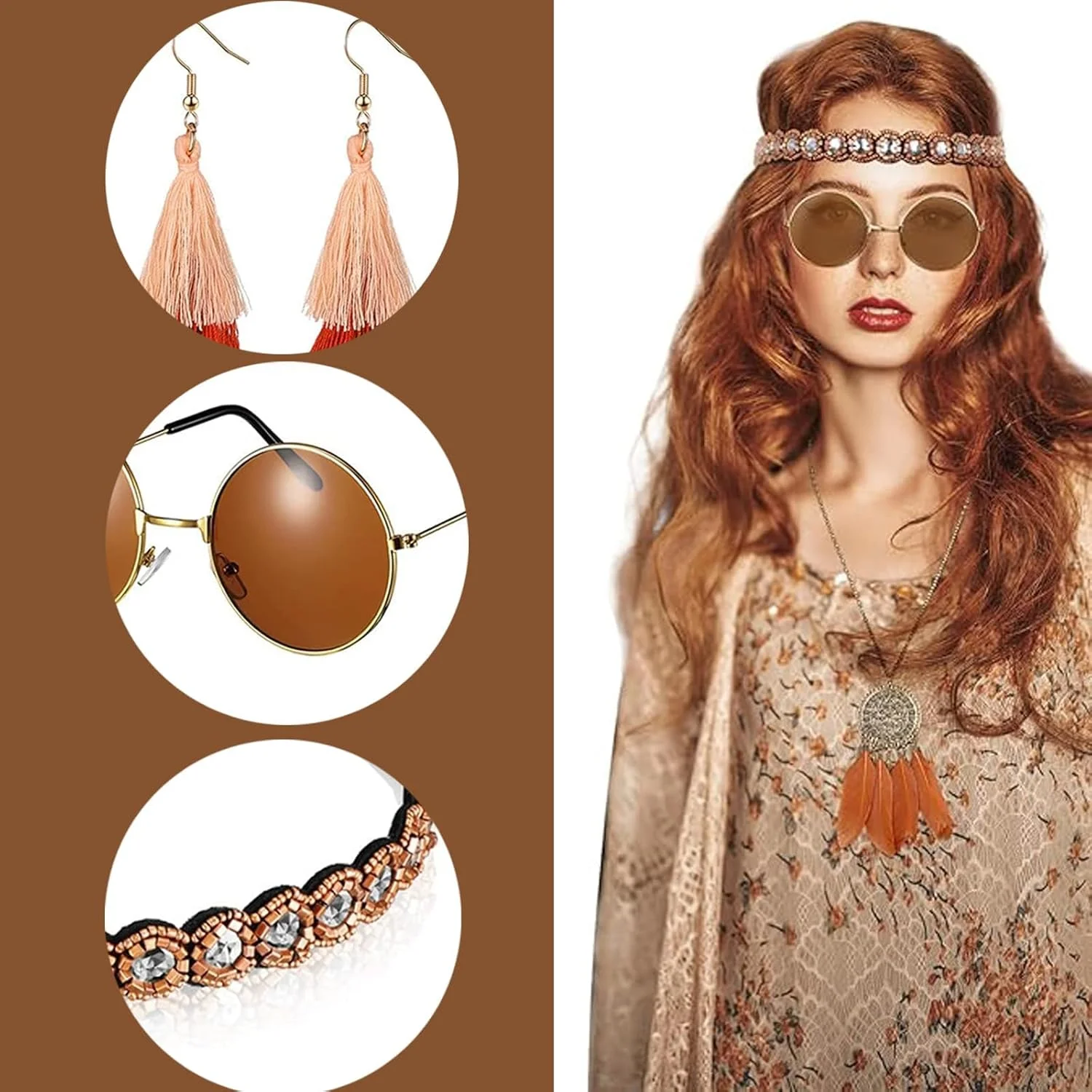 ست 4 تکه اکسسوری دیسکو دهه 1970، شامل هدبند، عینک آفتابی براق، گوشواره و گردنبند، ایده آل برای مهمانی های رترو و لباس های فانتزی زنانه ست 4 تکه اکسسوری دیسکو دهه 1970، شامل هدبند، عینک آفتابی براق، گوشواره و گردنبند، ایده آل برای مهمانی های رترو و لباس های فانتزی زنانه