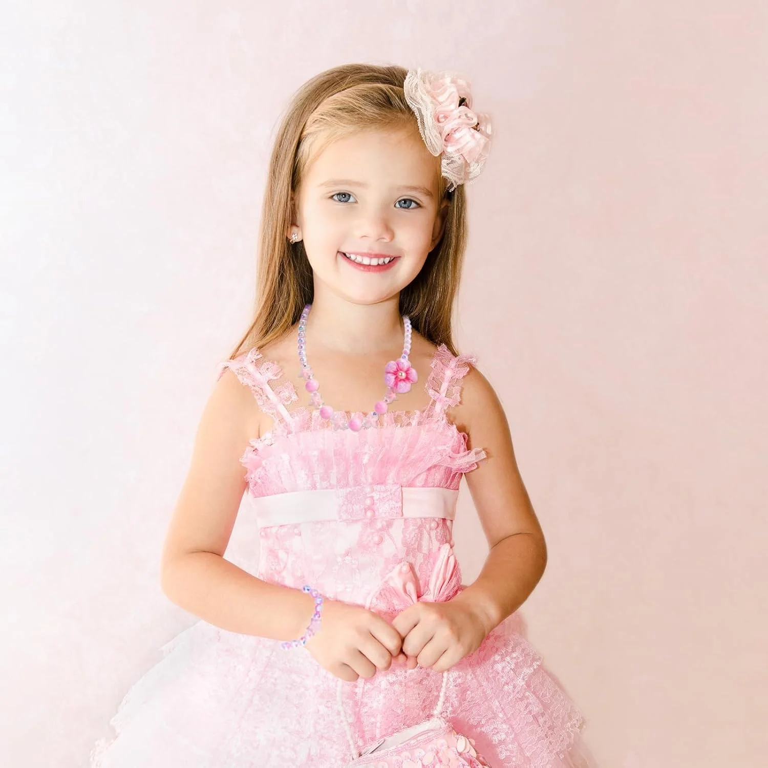 ست زیورآلات دخترانه برای کودکان - گردنبند و دستبند شیک با مهره های رنگارنگ، آویزهای زیبا و مواد ایمن، هدیه تولد و مهمانی برای شاهزاده خانم های کوچک، ایده آل برای بازی