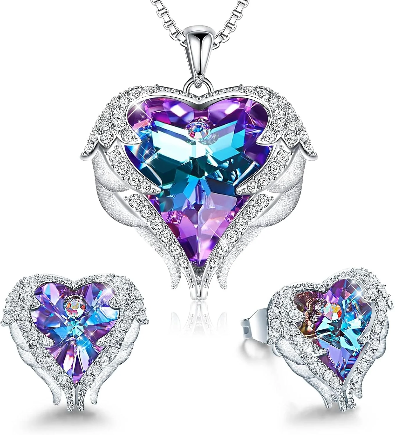 گردنبند و گوشواره طرح قلب و بال فرشته، ست زیورآلات با رنگ طلایی و نقره ای، هدیه تولد، کریسمس، سالگرد و روز عشق برای مادر، همسر، خواهر و بهترین دوست گردنبند و گوشواره طرح قلب و بال فرشته، ست زیورآلات با رنگ طلایی و نقره ای، هدیه تولد، کریسمس، سالگرد و روز عشق برای مادر، همسر، خواهر و بهترین دوست