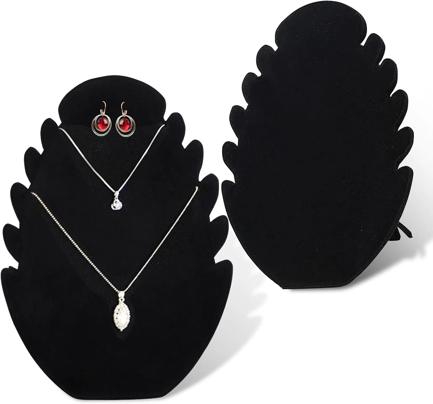 استند نمایش جواهرات برای گردنبند و آویز، 2 عدد نگهدارنده مخملی گردنبند با 5 شکاف برای آویزان کردن گوشواره، آویز، چوکر، سازمان دهنده نمایش زنجیر برای ویترین و استفاده خرده فروشی (مشکی) استند نمایش جواهرات برای گردنبند و آویز، 2 عدد نگهدارنده مخملی گردنبند با 5 شکاف برای آویزان کردن گوشواره، آویز، چوکر، سازمان دهنده نمایش زنجیر برای ویترین و استفاده خرده فروشی (مشکی)