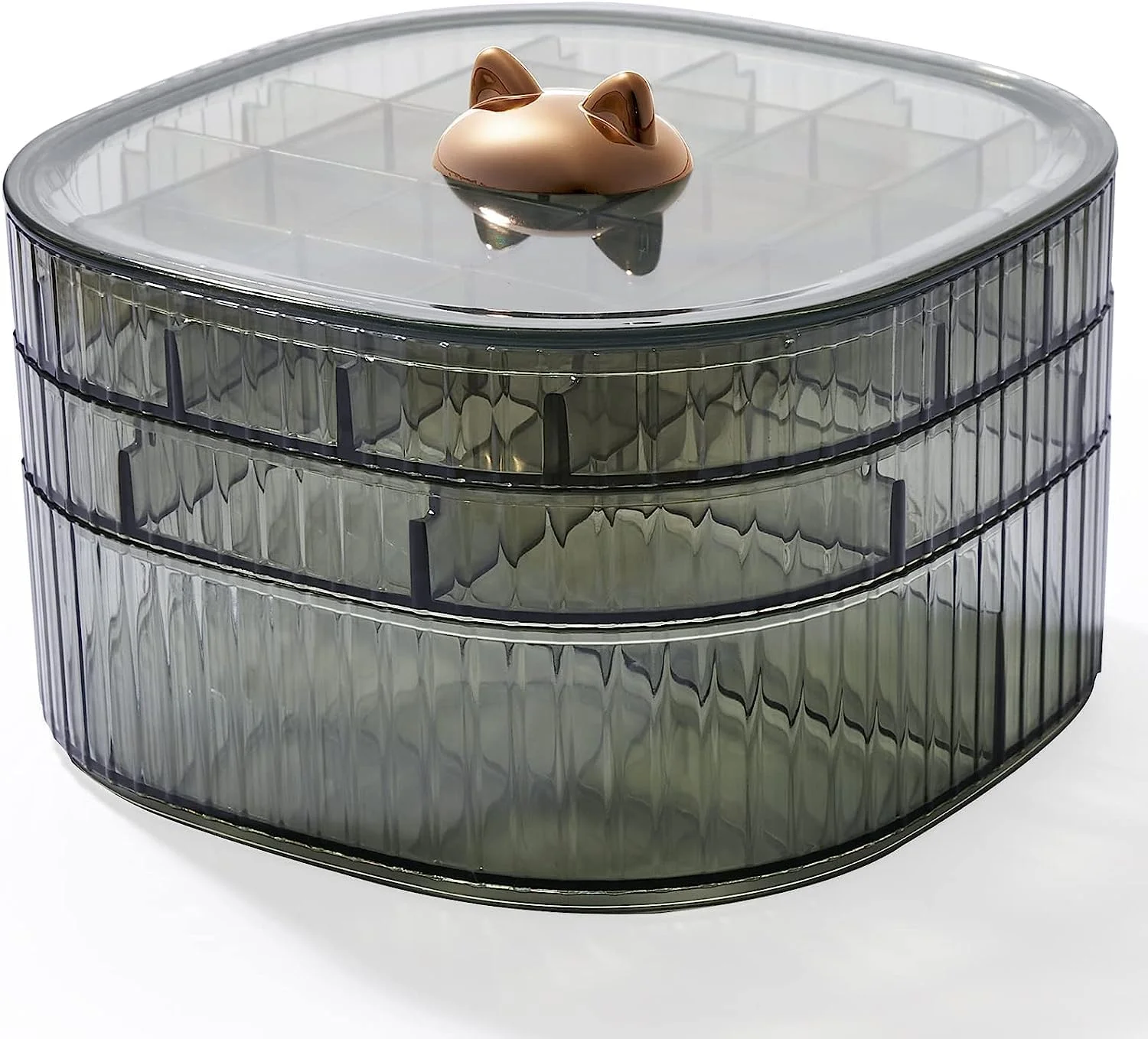 جعبه نظم دهنده گوشواره TERRIFI، جعبه جواهرات شفاف 3 لایه قابل چیدن با درب، استند نمایش جواهرات شفاف، نگهدارنده جعبه نمایش گوشواره برای انگشتر، گوشواره، گردنبند، دستبند (سبز)